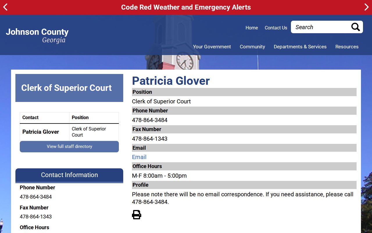 Johnson County criminal case clerk directory listing