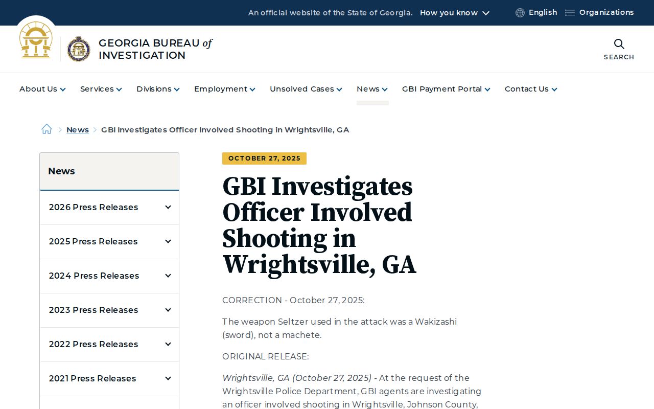 Wrightsville criminal records GBI investigation release